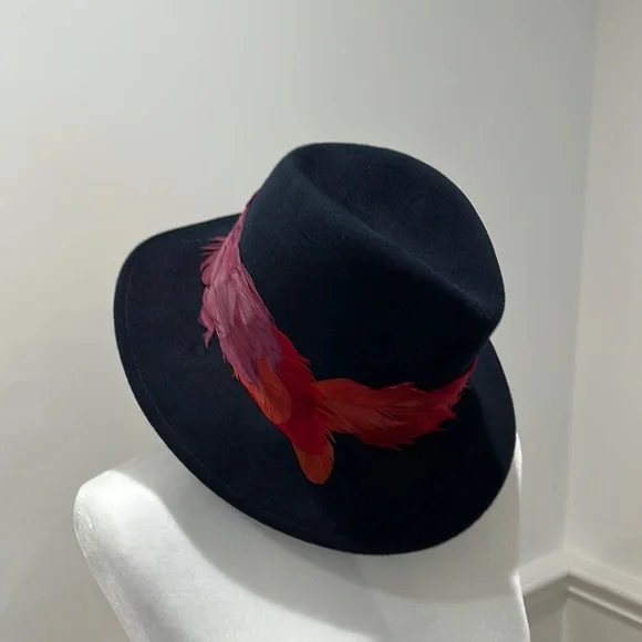 NWT Eugenia Kim felt hat Eugenia Kim Max Feather Trimmed Rabbit Felt Fedora Khaki  main image 4